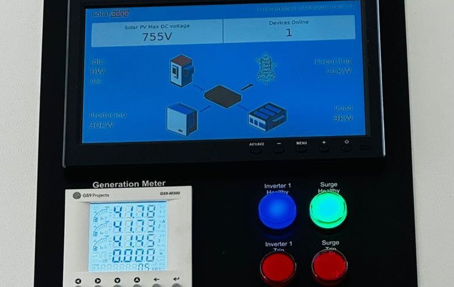 Live generation data on a commercial solar monitoring display